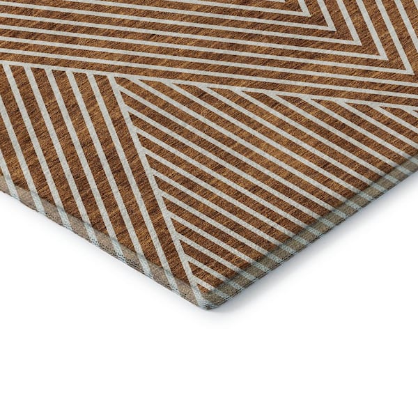 Mayfield Premium Machine Washable Abstract AMF937 Terracotta 2 ft. x 3 ft. Area Rug