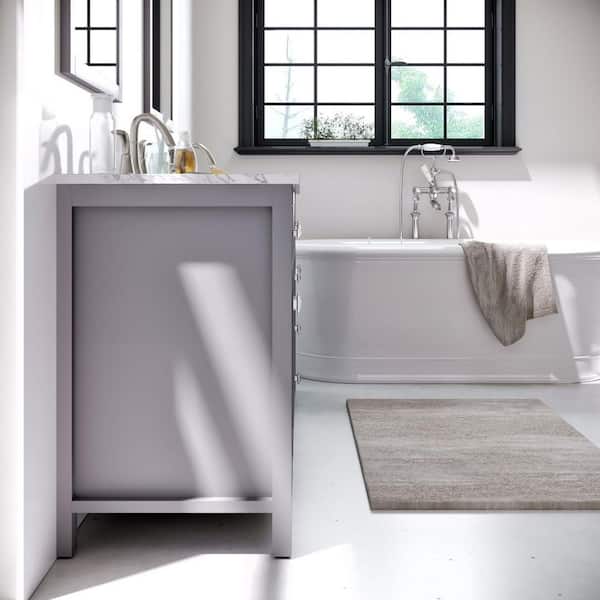 Artemis 72 in. Double Sink Gray Bath Vanity with White Engineered Top (Assembled)