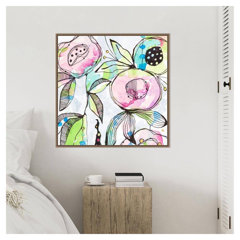 Colorful Abstract Floral Beaded Framed Canvas Wall Art