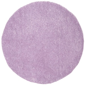 August Shag Lilac 5 ft. x 5 ft. Round Solid Area Rug