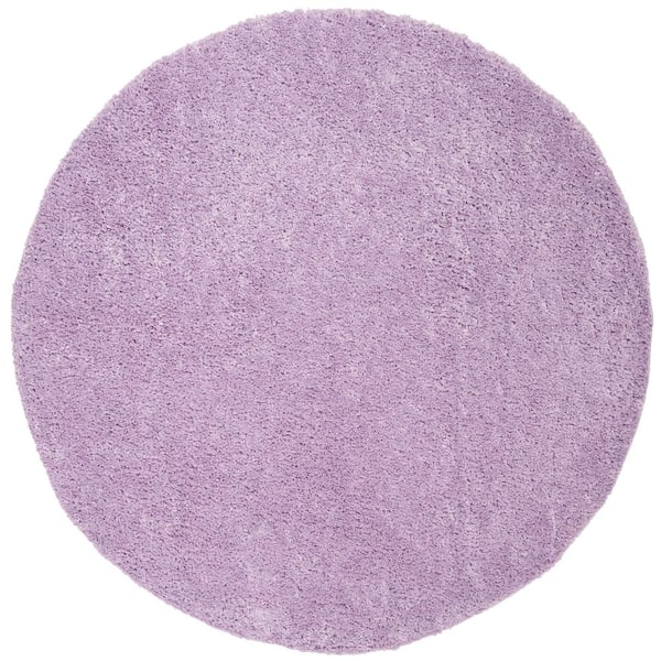 SAFAVIEH August Shag Lilac 5 ft. x 5 ft. Round Solid Area Rug