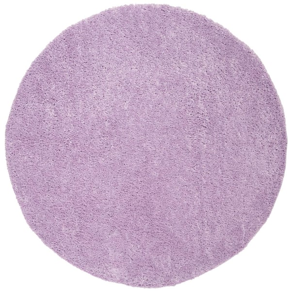 SAFAVIEH August Shag Lilac 7 ft. x 7 ft. Round Solid Area Rug AUG900V ...