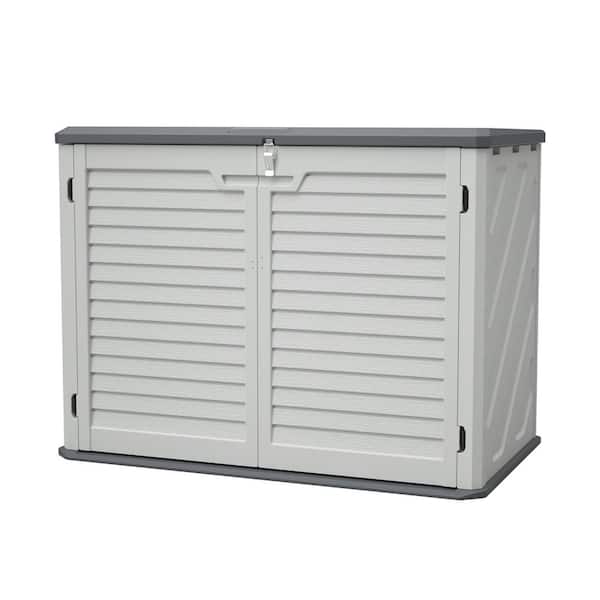 29.7 in. W x 52.3 in. D x 38.9 in. H White Plastic Outdoor Storage Cabinet, Horizontal Storage Shed