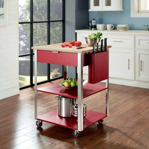 Crosley Culinary Prep Kitchen Cart in Red