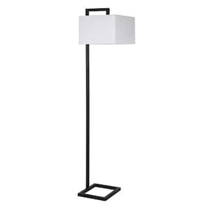 68 in. Black and White 1 1-Way (On/Off) Standard Floor Lamp for Living Room with Cotton Empire Shade