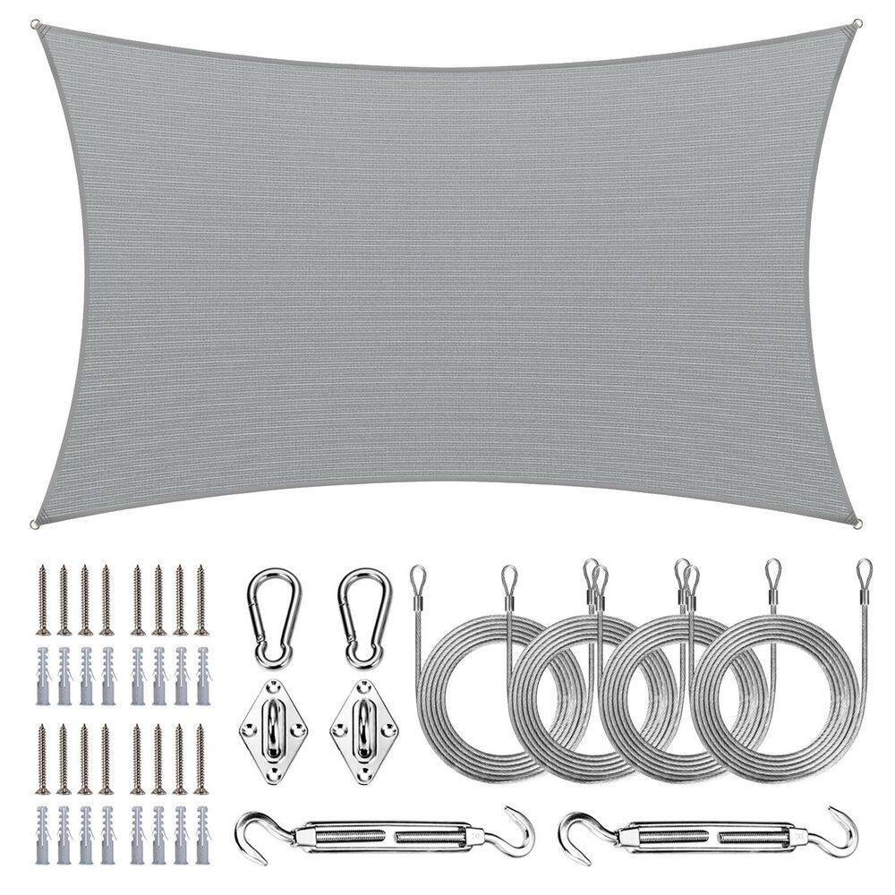 10 ft. x 13 ft. Rectangle Sun Shade Sail with Hardware Kit and Rope-Gray price history on PriceWatchPro