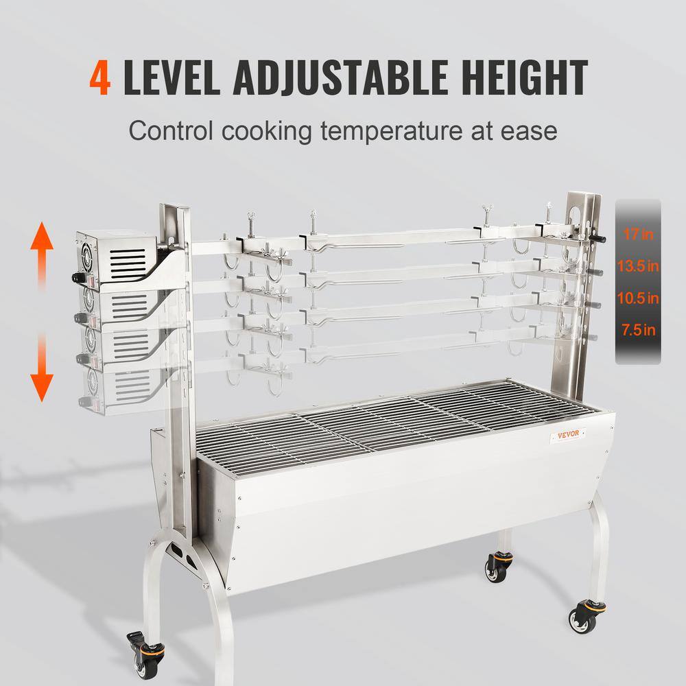 VEVOR 46" Stainless Steel Rotisserie Grill with Adjustable Height