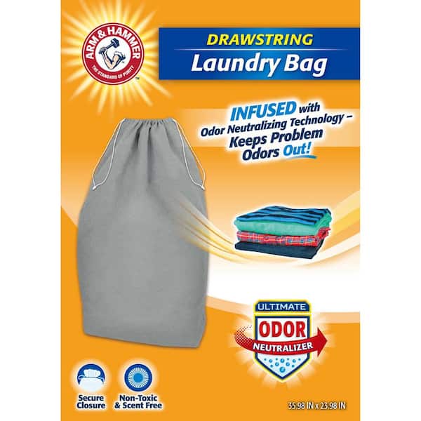 Arm and Hammer Gray Non Woven Jumbo Drawstring Laundry Bag 48114 - The Home  Depot
