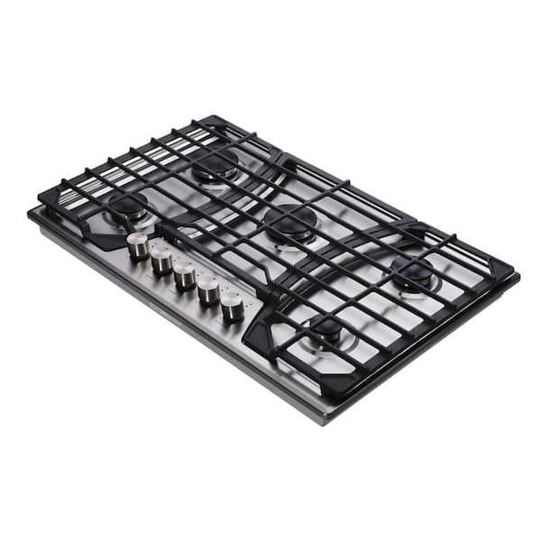 Elexnux 30 in. 5-Burners Recessed Gas Cooktop in Stainless Steel with Dual Size Power Burner