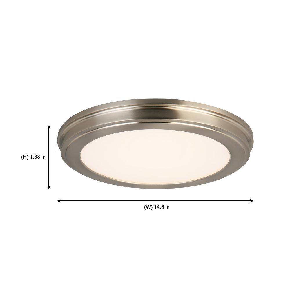 Commercial Electric 15 in. Brushed Nickel LED Ceiling Flush Mount with