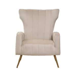 Kaleigh 27.56 in. W Beige Velvet Sofa Chair with Metal Legs