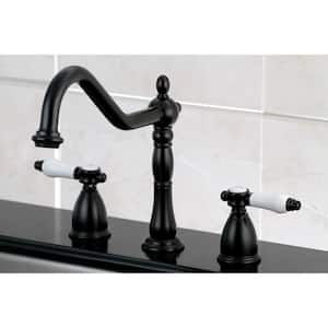 Victorian Porcelain 2-Handle Standard Kitchen Faucet in Oil Rubbed Bronze