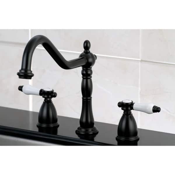 Victorian Porcelain 2-Handle Standard Kitchen Faucet in Oil Rubbed Bronze