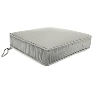 Sunbrella 22.5 in. x 21.5 in.Canvas Granite Grey Solid Rectangular Boxed Edge Outdoor Deep Seat Cushion with Ties & Welt