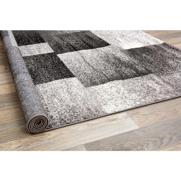 Contemporary Distressed Boxes Gray 2 ft. x 7 ft. Indoor Runner Rug