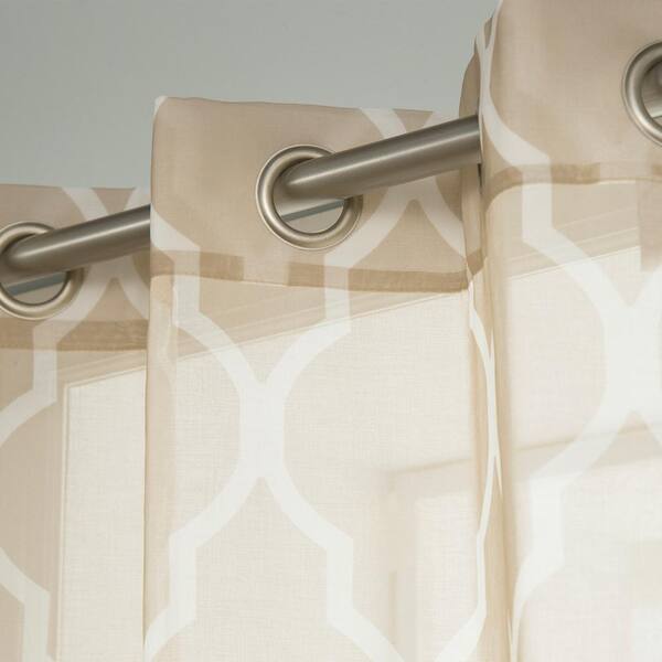 Best Home Fashion Taupe Trellis Grommet Sheer Curtain - 52