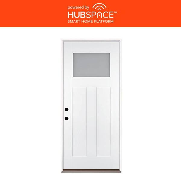 Feather River Doors Smart Glass 36 in. x 80 in. Right Hand Inswing 1/4-Lite Smooth Unfinished Fiberglass Prehung Front Door