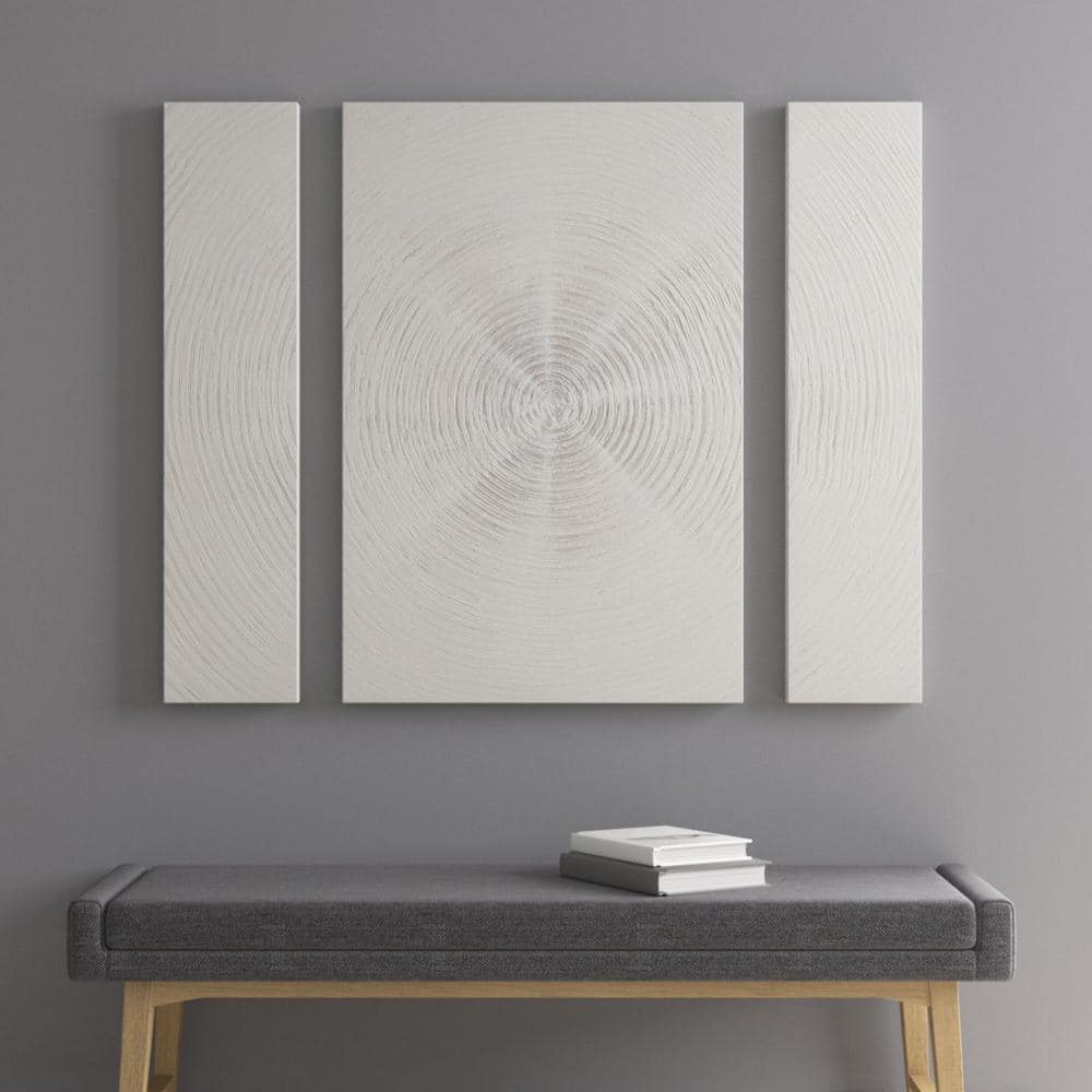 Silver Sand Hand Embellished Abstract 3-Piece Canvas Wall Art Set
