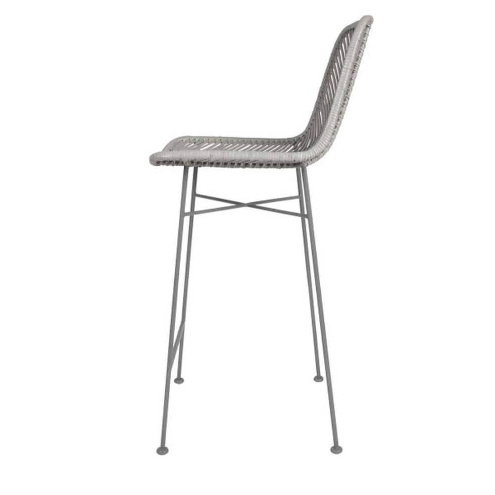 Desert Fields 42" Grey Rattan and Metal Contemporary Bar Stool