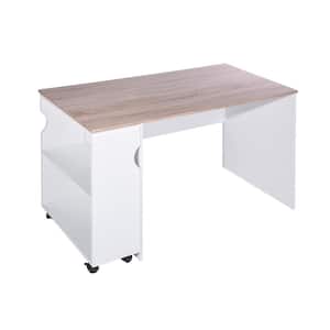47.4 in. L x 23.3 in. W L-Shaped White Computer Desk with movable bookcase