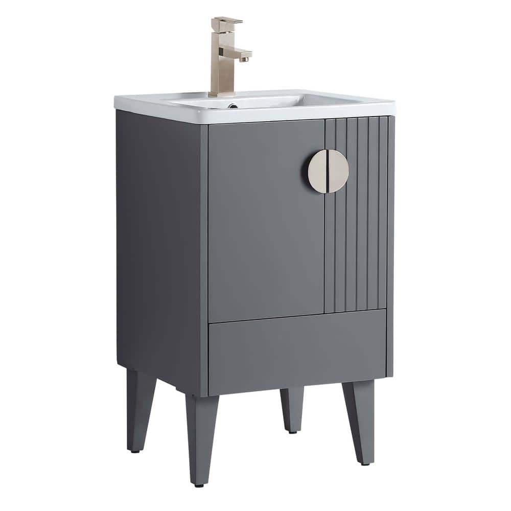Venezian 20 in. W x 18.11 in. D x 33 in. H Bathroom Vanity Side Cabinet in Rock Gray with White Ceramic Top price history on PriceWatchPro