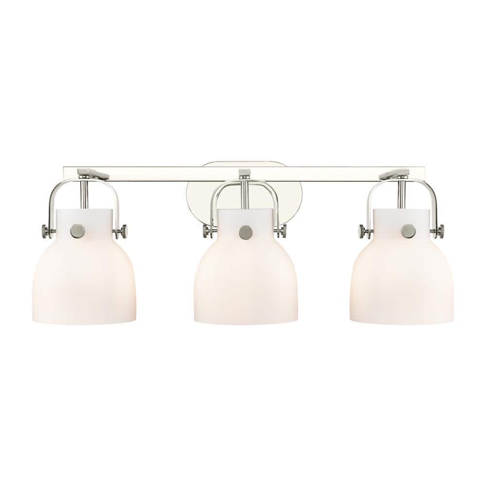 Pilaster II Bell 26.5 in. 3-Light Polished Nickel Vanity Light with Glass Shade price history on PriceWatchPro