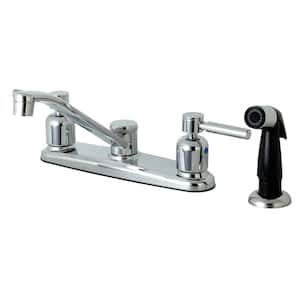 Modern 2-Handle Standard Kitchen Faucet with Side Sprayer in Chrome