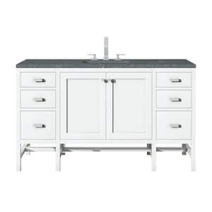 Addison 60.0 in. W x 23.5 in. D x 35.5 in. H Single Bathroom Vanity Glossy White and Parisien Bleu Quartz Top