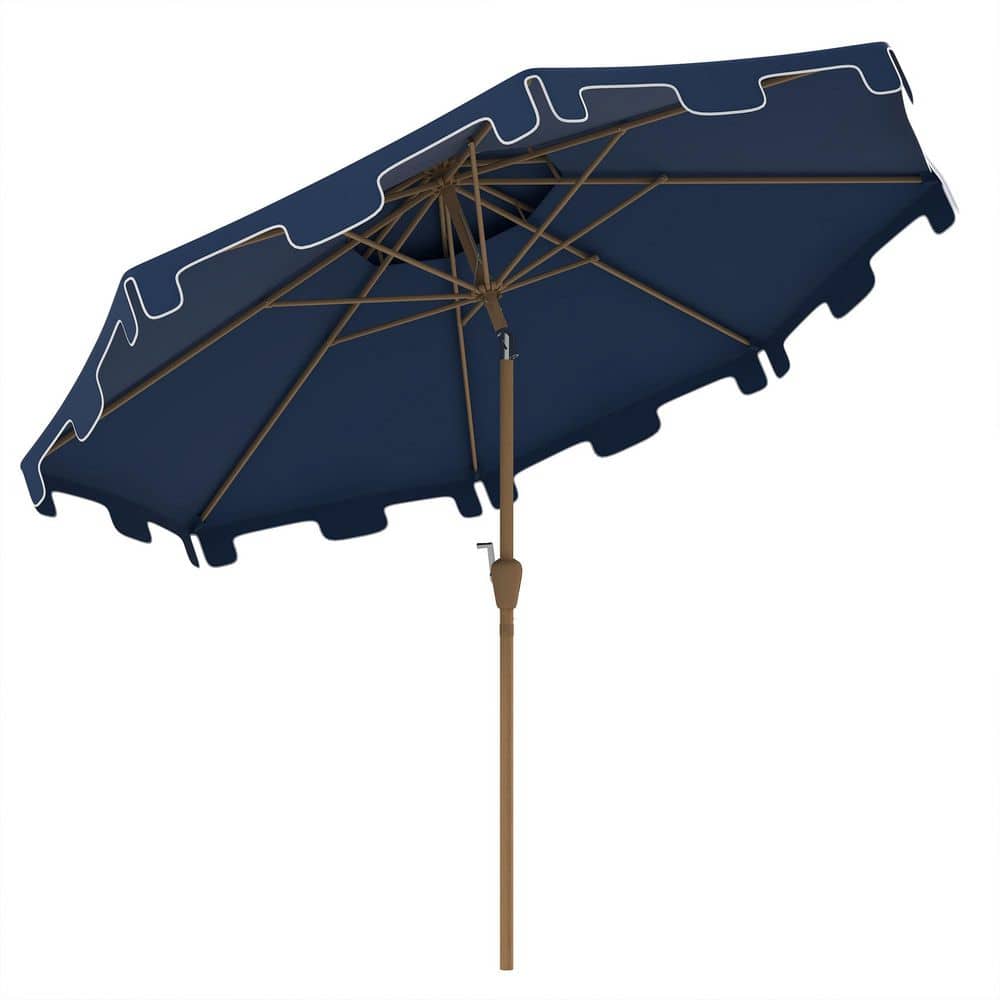 9 ft. Steel Patio Umbrella in Blue with Push Button Tilt and Crank, Double Top Ruffled for Garden, Deck, Pool price history on PriceWatchPro