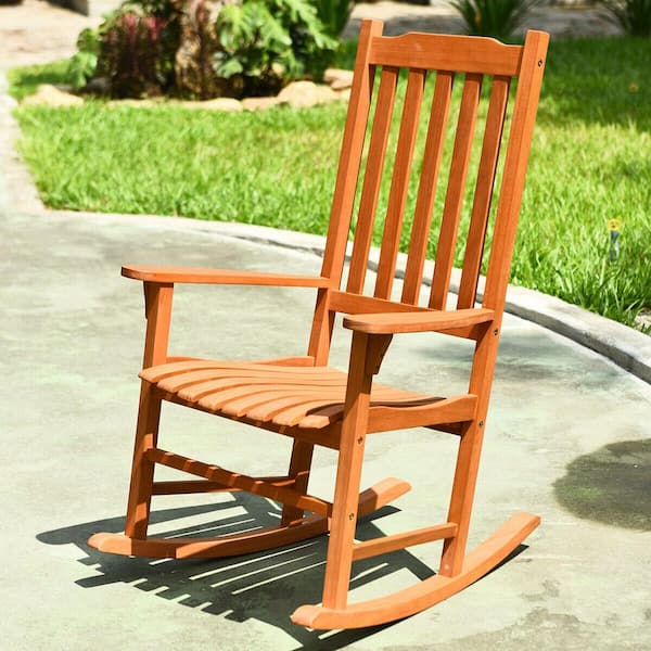 FORCLOVER Rocker Natural Wood High Back Single Rocking Chair