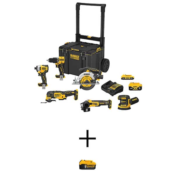 DEWALT 20V MAX ToughSystem Lithium-Ion 6-Tool Cordless Combo Kit with 20V MAX XR Premium Lithium-Ion 5.0 Ah Battery Pack
