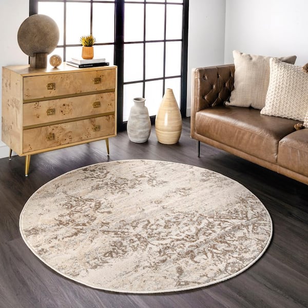 Vintage Freja 8 ft. x 8 ft. Beige Round Indoor Area Rug