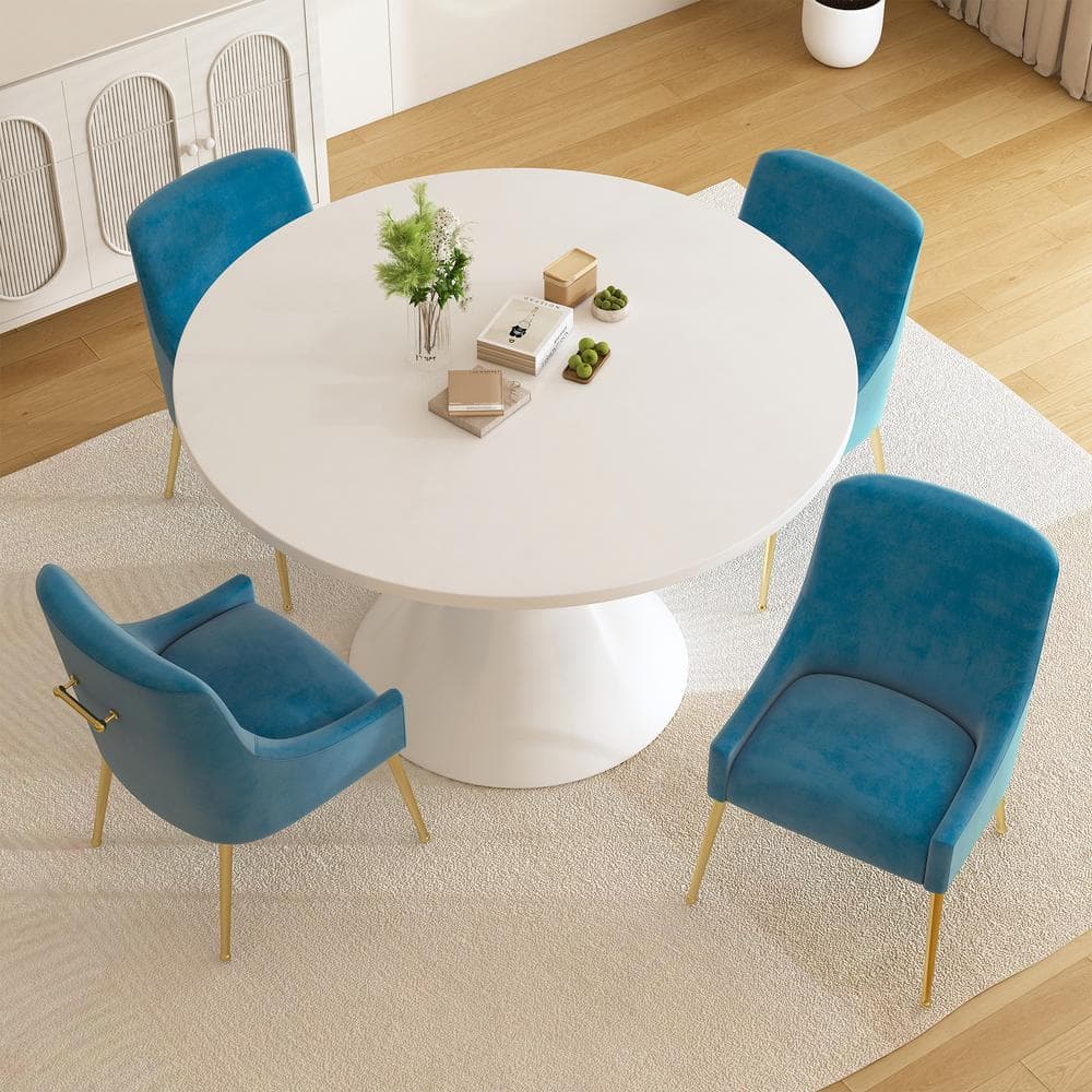 Boyel Living 5-Piece Round White MDF Top Table Set Seats (4