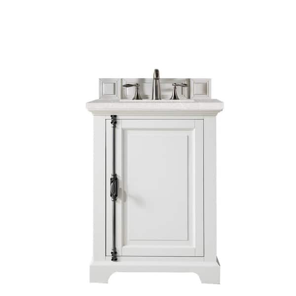 James Martin Vanities Providence 26 in. W x 23.5 in. D x 34.3 in. H Single Bath Vanity in Bright White with Eternal Serena Quartz Top