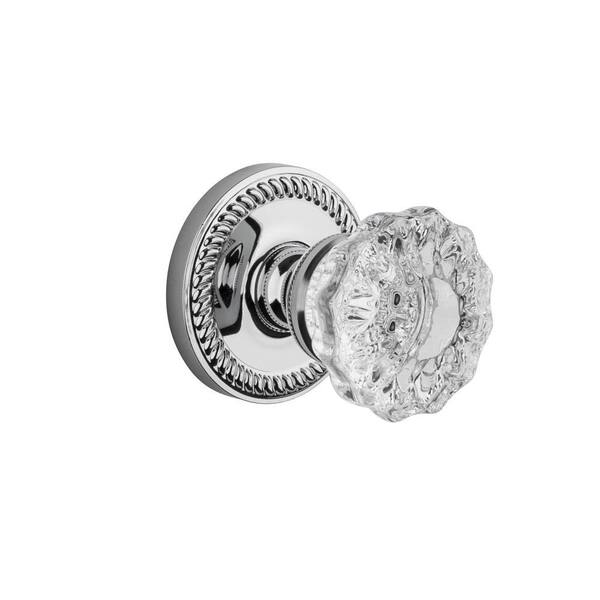Grandeur Newport Rosette Bright Chrome with Privacy Fontainebleau Crystal Knob