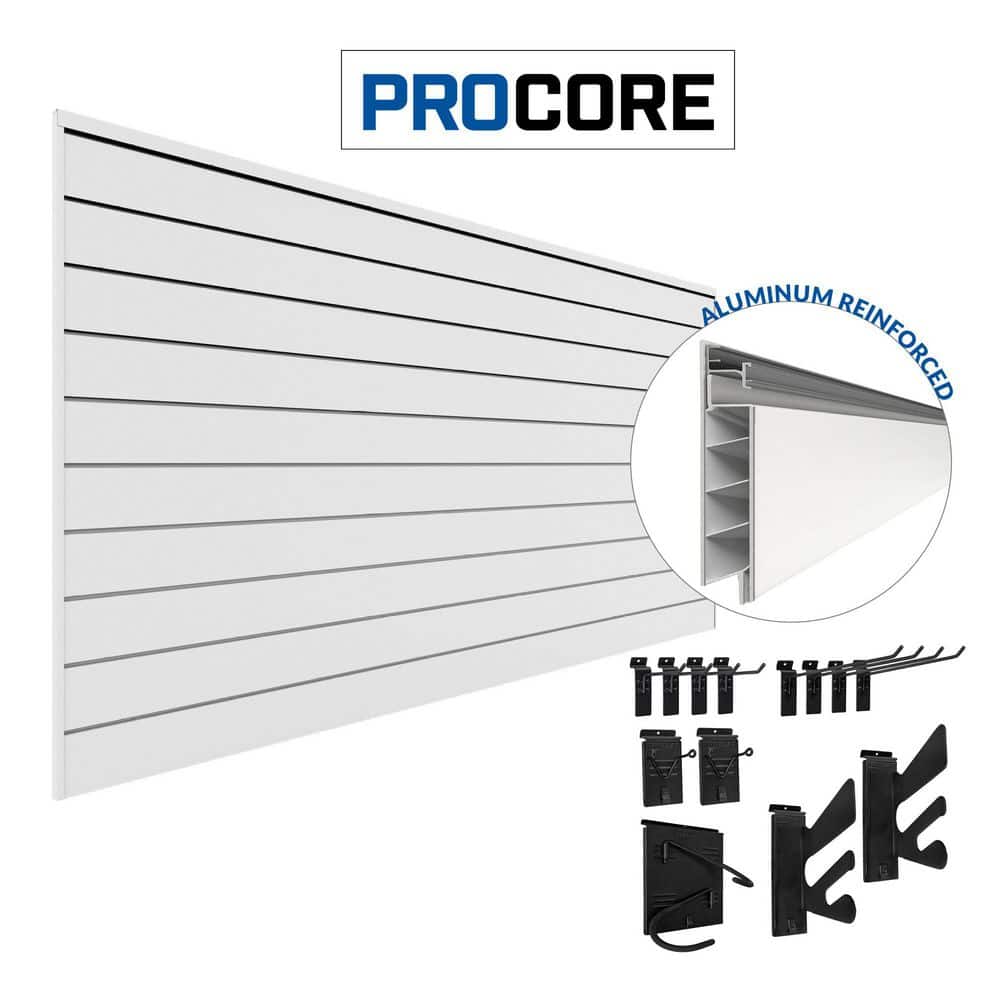 Heavy Duty 48 in. H x 96 in. W Slatwall Kit with Sports Bundle in White (12-Piece) price history on PriceWatchPro
