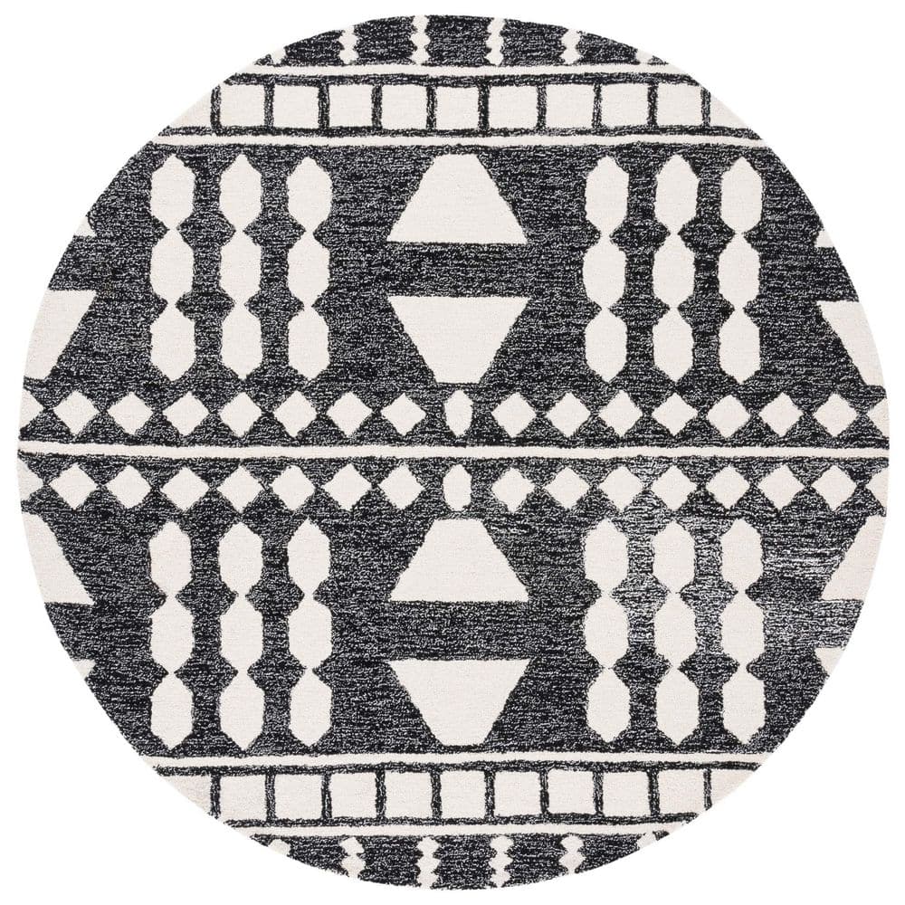 Capri 6 ft. x 6 ft. Black/Ivory Abstract Geometric Round Area Rug price history on PriceWatchPro