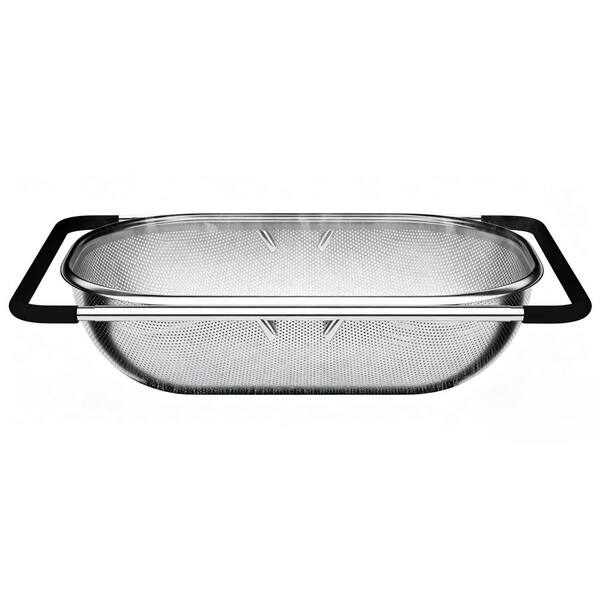 Premium Expandable Fine Mesh Stainless Steel Over Sink Colander Strainer Basket, Rubber Grip, Dishwasher Safe