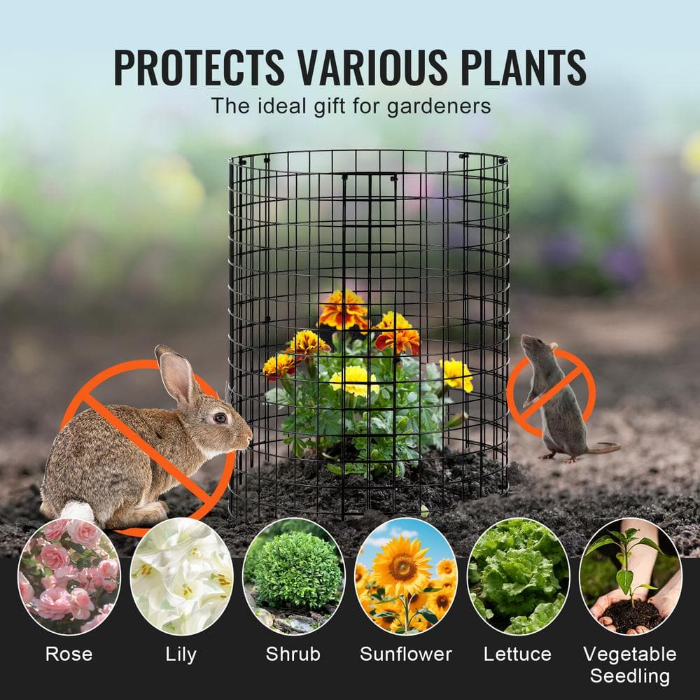 Black Metal Mesh Plant Protector Cage Set
