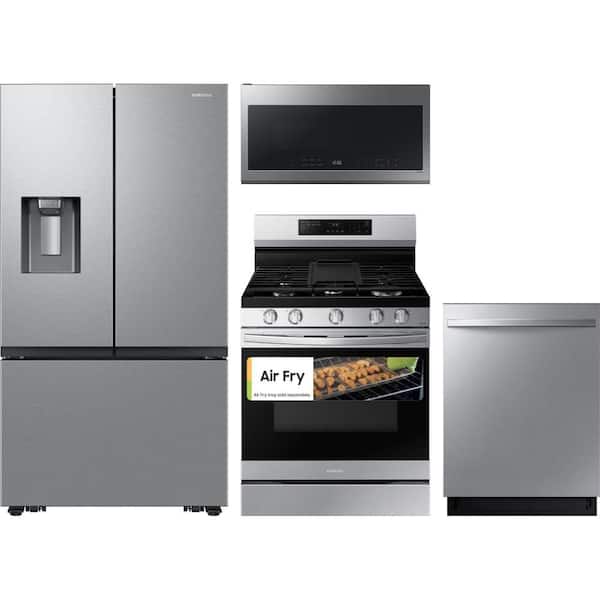 26 cu. ft. Counter Depth 3-Door French Door Refrigerator with Freestanding Range with AirFry and Tall Tub Dishwasher