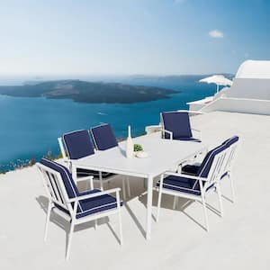 7-Piece Bluebell Aluminum Outdoor Dining Set with Cushions
