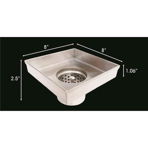 RELN 8 in. x 8 in. Stainless Steel Square Shower Drain with Wave