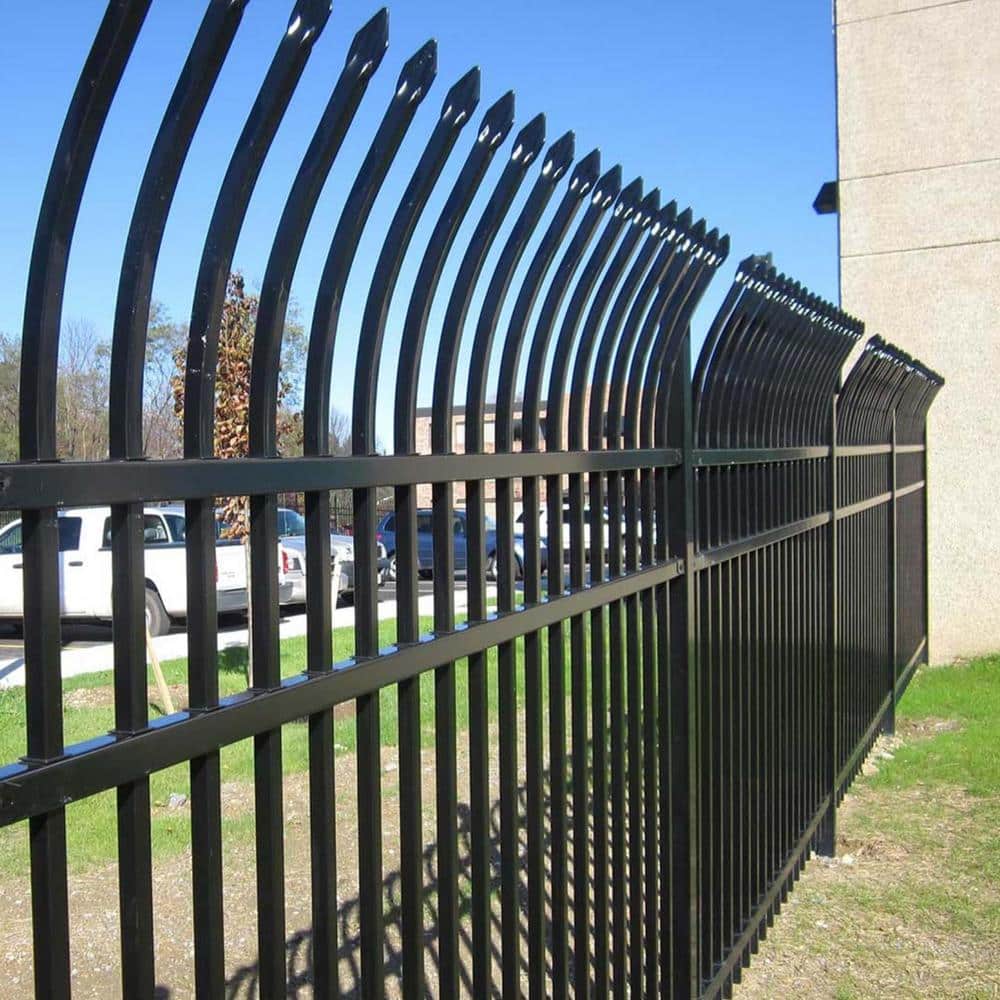 Athens Style Black Steel 8-Panel Curved Top Fence Kit