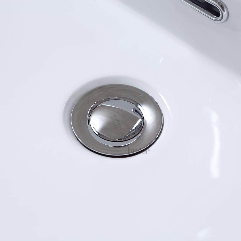 Chrome Bathroom Sink Push Pop-Up Drain Stopper with Overflow