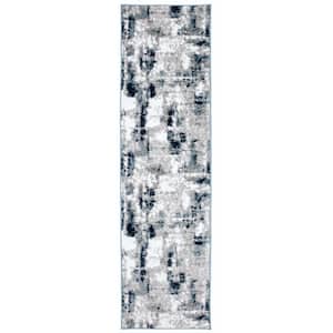 Contemporary Abstract Blue 2 ft. x 7 ft. Runner Rug