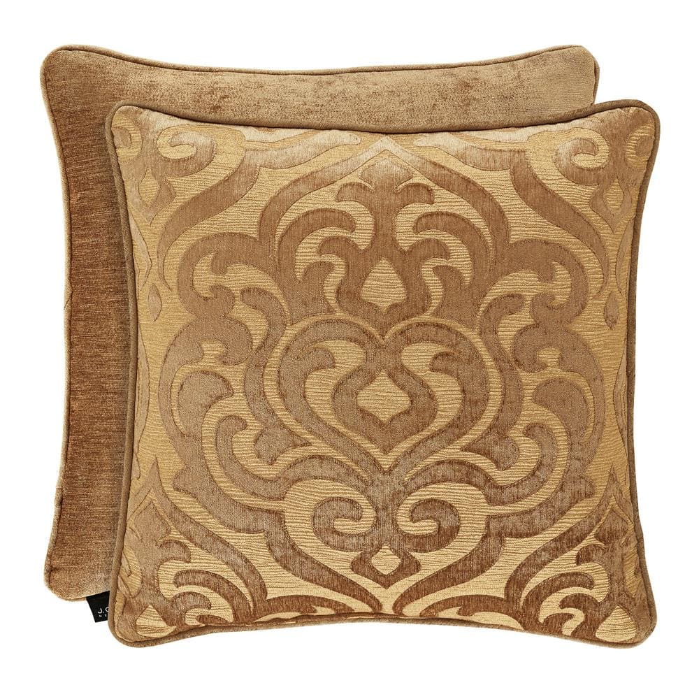 Sarah Gold Polyester 20 in. Square Decorative 20 in. x 20 in. Throw Pillow