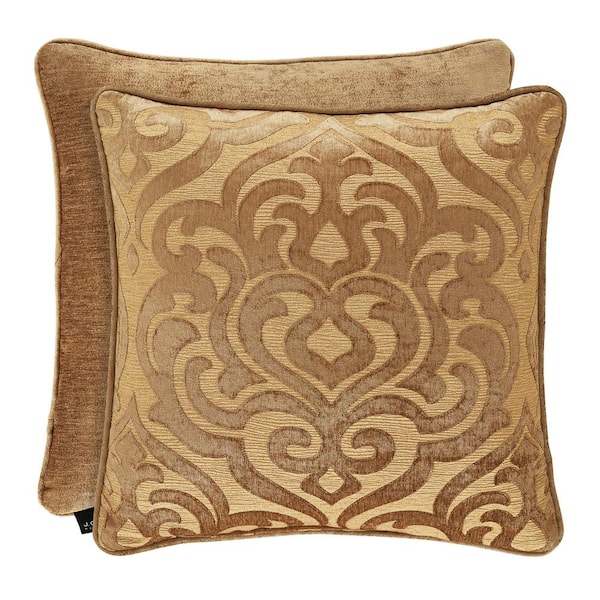 Unbranded Sarah Gold Polyester 20 in. Square Decorative 20 in. x 20 in. Throw Pillow
