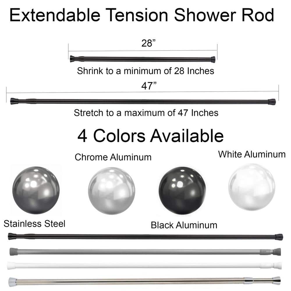 Evideco Tension Adjustable Shower Curtain Rod - 28 to 47 Inches