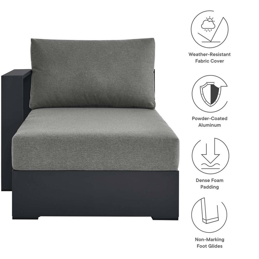 Gray Charcoal Aluminum Outdoor Chaise Lounge with Cushions