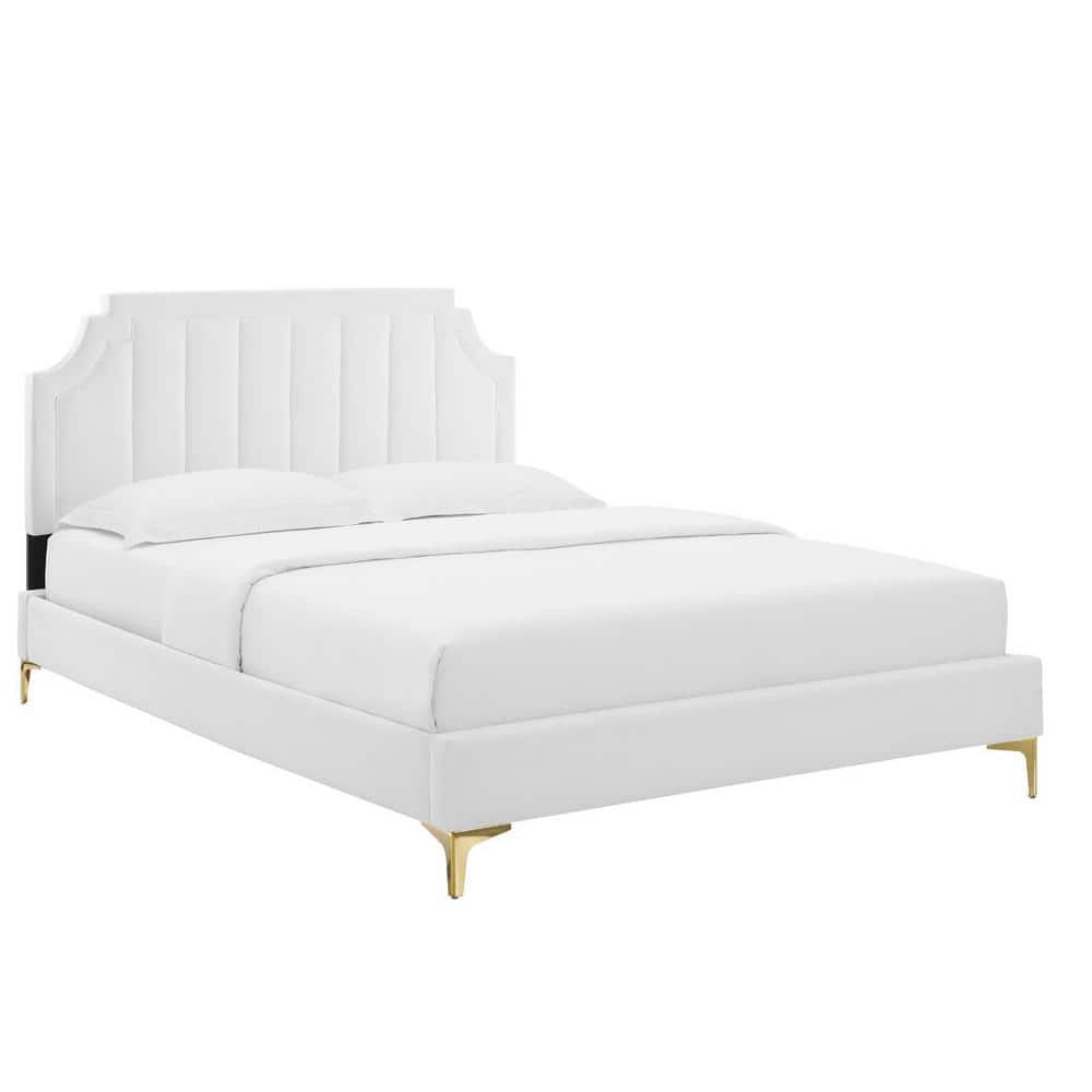 Sienna Performance Velvet White Queen Platform Bed price history on PriceWatchPro
